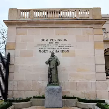 Epernay, France - November 18, 2017: Statue of Dom Perignon at Champagne house Moët & Chandon in Epernay, France. ; Shutterstock ID 1145298152;