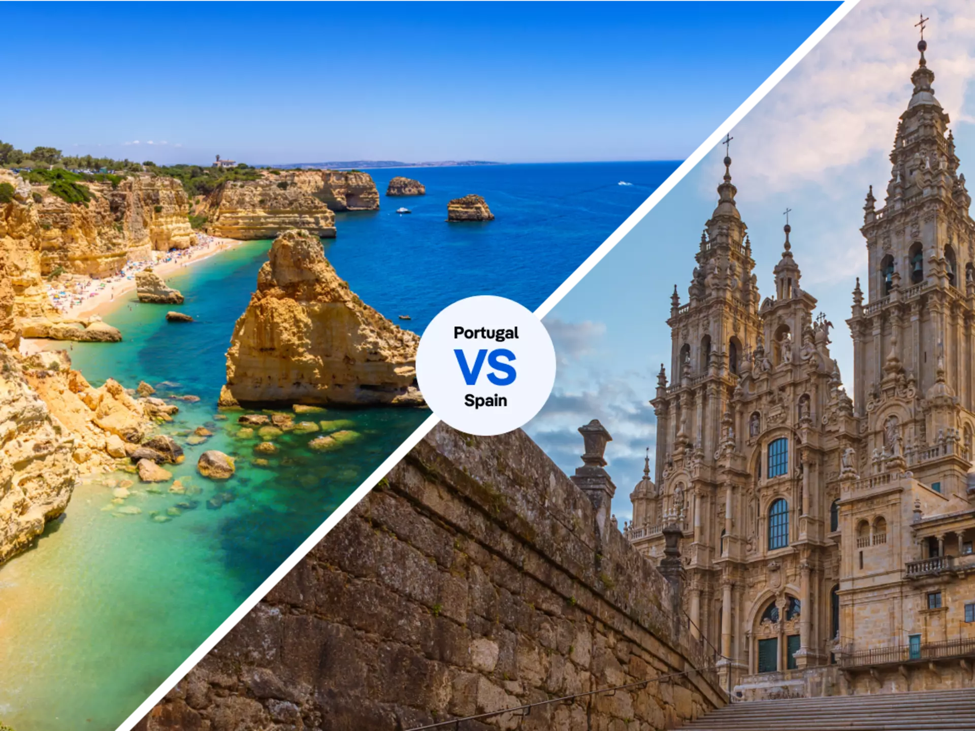 Relax on a beach in Portugal’s Algarve, or check out one of Spain’s many UNESCO sites, like Santiago de Compostela Cathedral? You decide. iStock