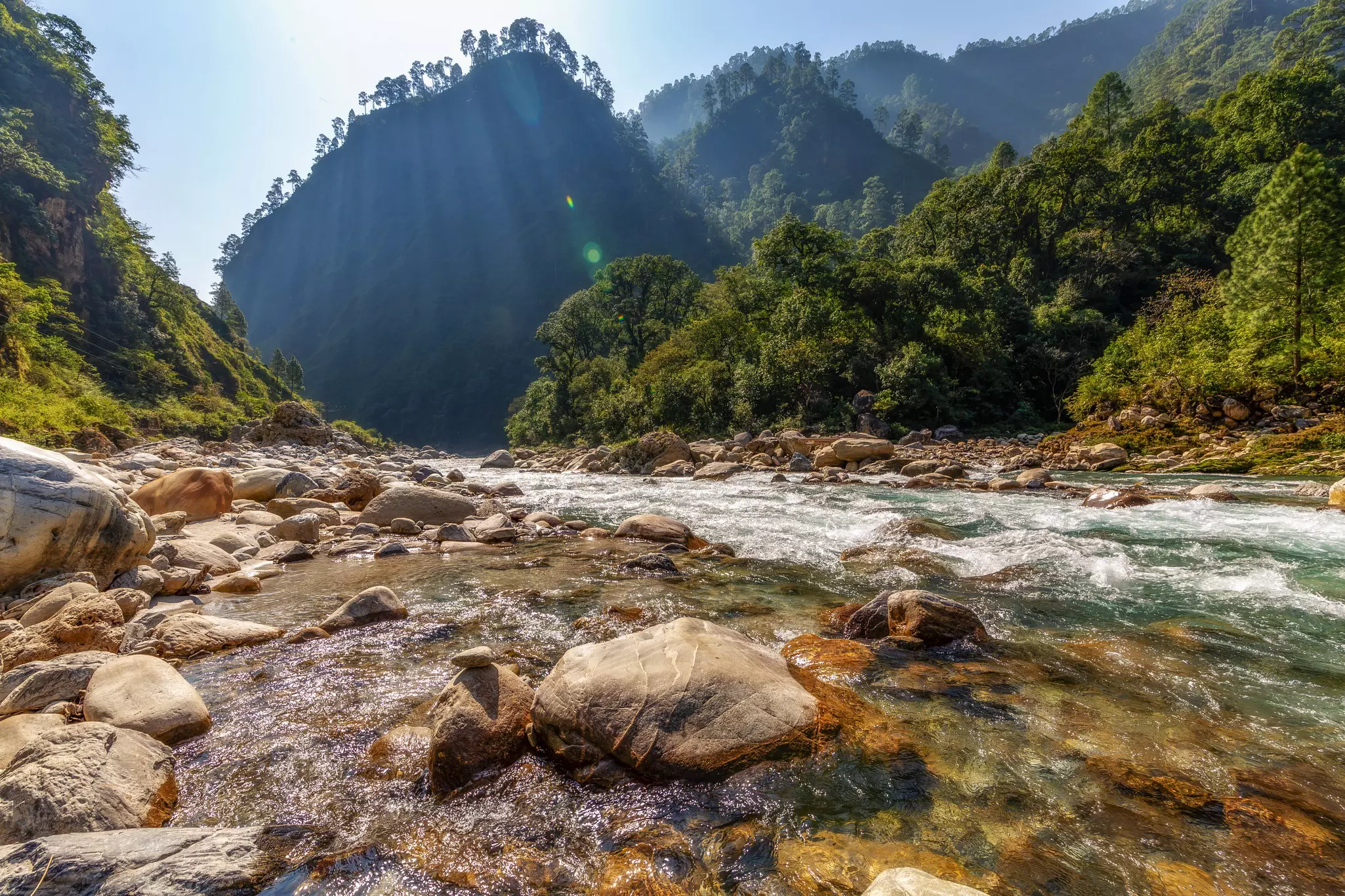 Gori Ganga river valley with scenic landscape in Munsiyari