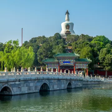 A bridge leading to the White pagoda of Beihai park