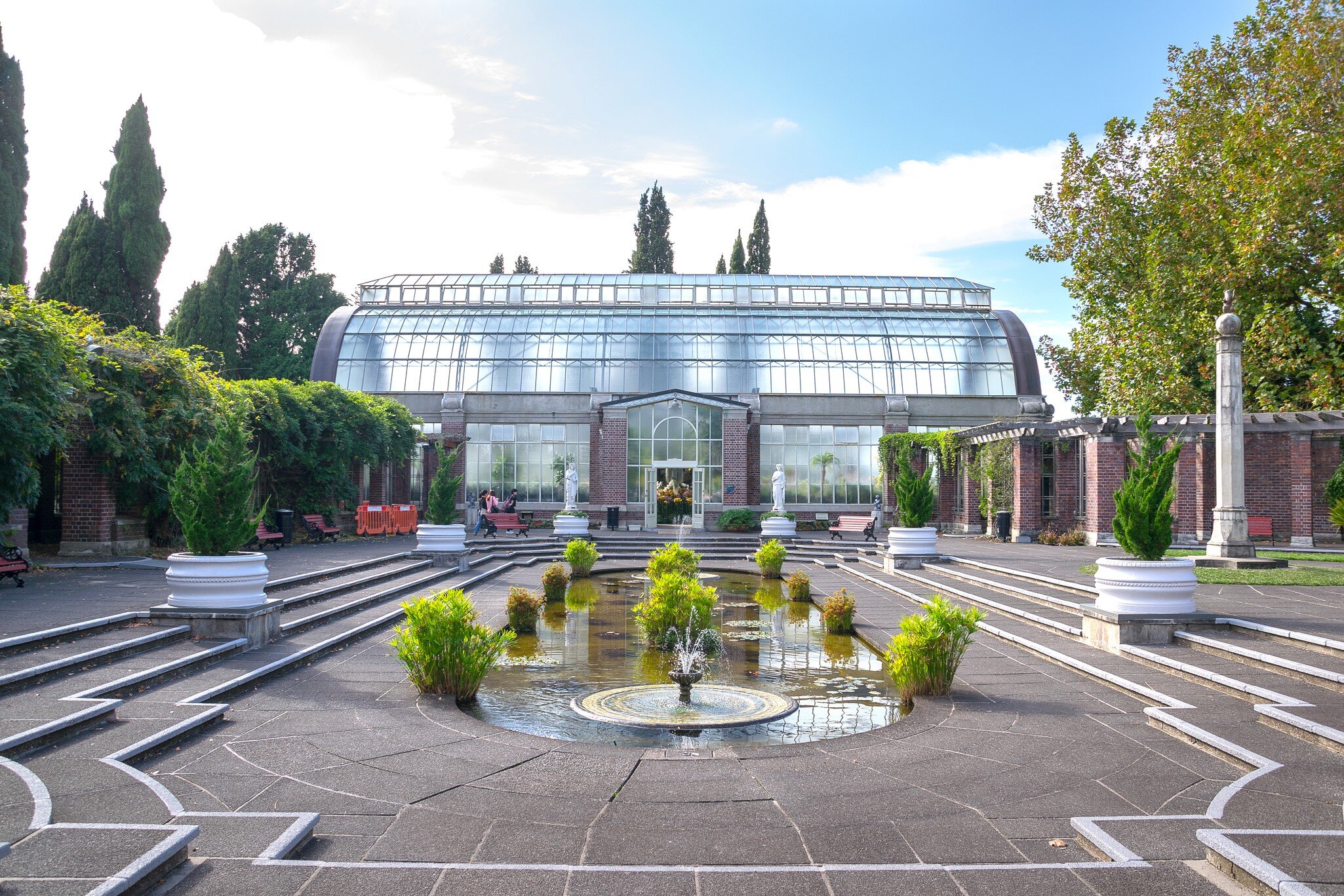 The Winter Garden at the Auckland Domain, with a pond at the centre, is a treasure of great historic interest.