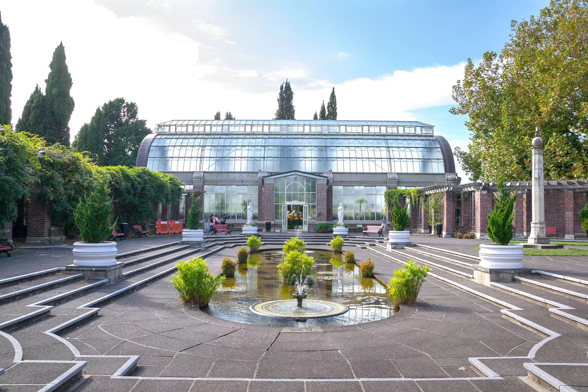 The Winter Garden at the Auckland Domain, with a pond at the centre, is a treasure of great historic interest.