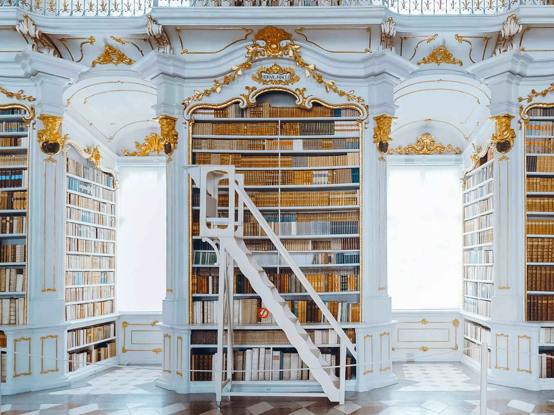 The shelves of Stiftsbibliothek Admont in Austria. Rabiul khan babo/Shutterstock