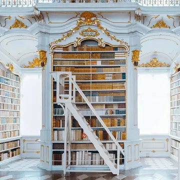 The shelves of Stiftsbibliothek Admont in Austria. Rabiul khan babo/Shutterstock