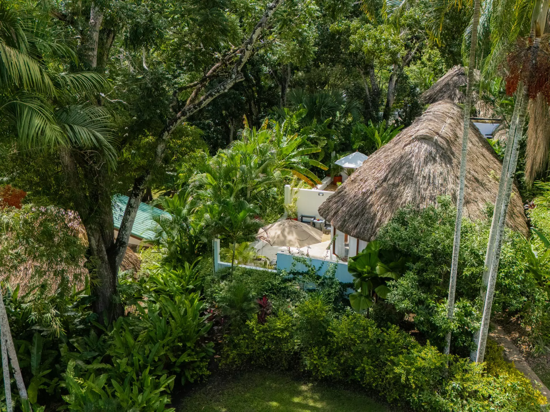 A thatched cabin at the Lodge at Chaa Creek, San Ignacio, Belize.
