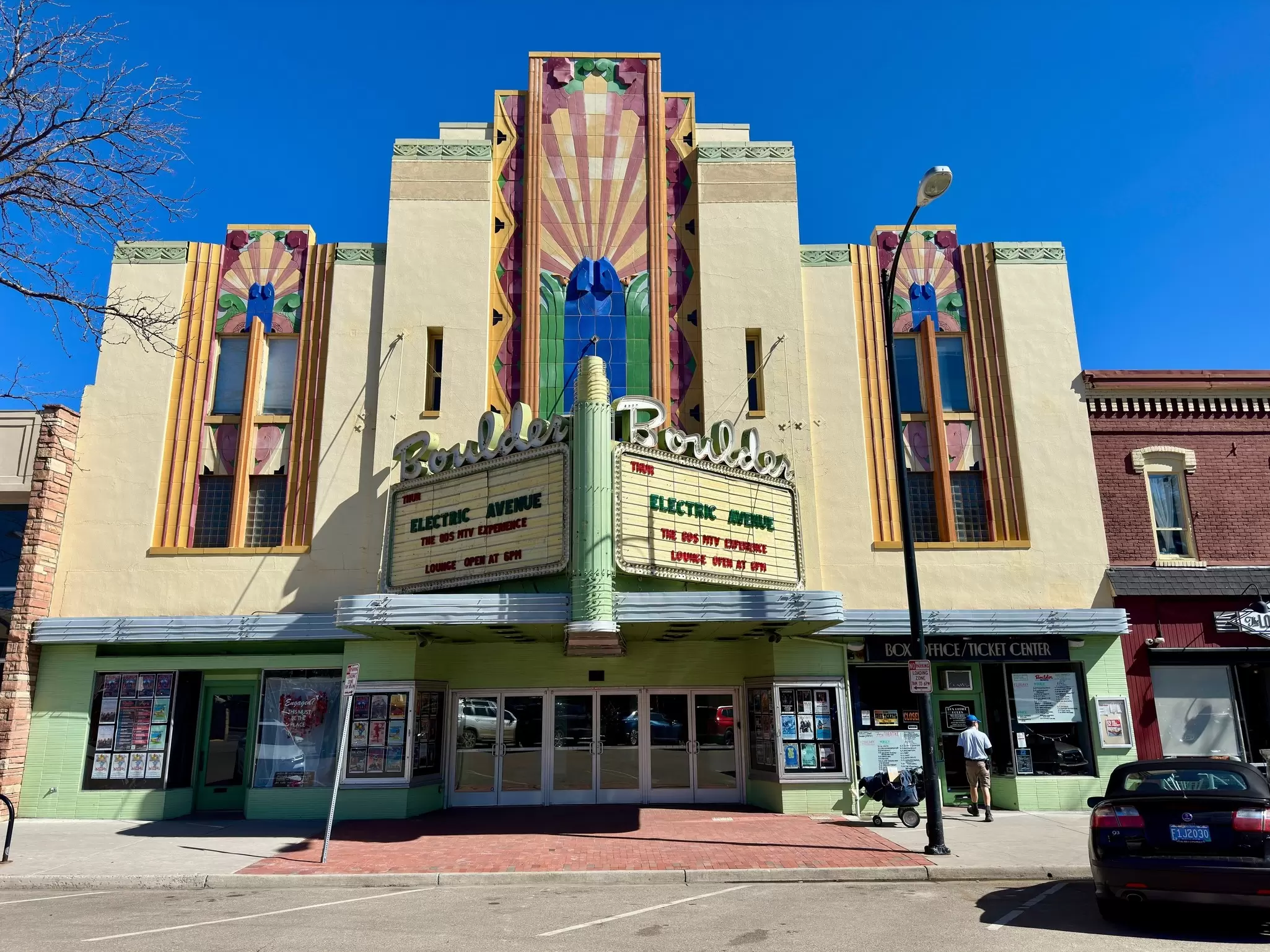Exterior of a classic theater in a small city: Boulder Theater, Boulder, Colorado