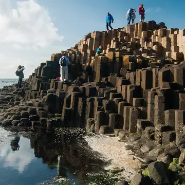 People standing on the Giant's Causeway, Northern Ireland