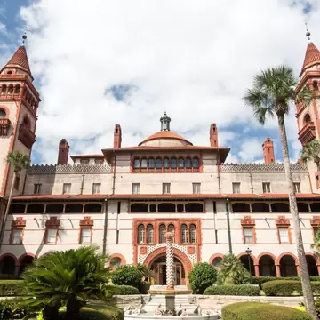 Ornate tower and details of Ponce de Leon hotel now Flagler college built Henry Flagler in St Augustine Florida; 
Hotel Ponce de León
Shutterstock ID 119260024; your: Bridget Brown; gl: 65050; netsuite: Online Editorial; full: POI Image Update
