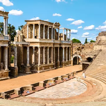 View of the Teatro Romano in Mérida, Spain.