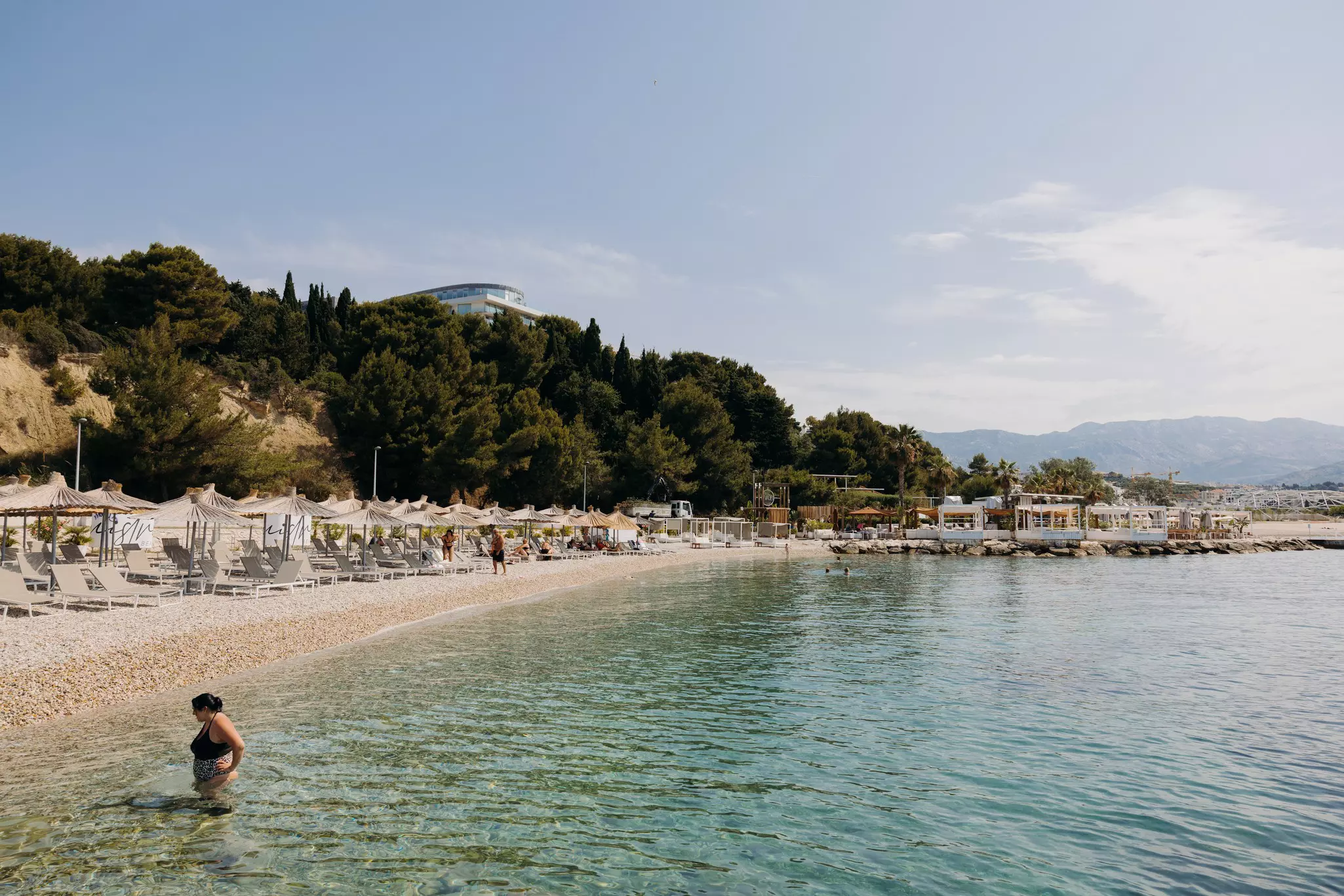 Tourists enjoying the Mistral Beach Club in Split, Croatia
