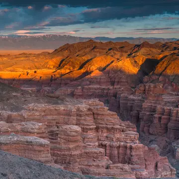 Sunset over Charyn Canyon in southern Kazakhstan