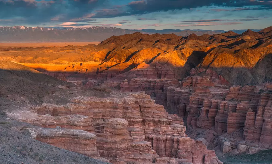 Sunset over Charyn Canyon in southern Kazakhstan
