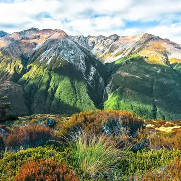 Snow-capped mountains, as seen from the trail to Avalanche Peak in Arthur's Pass National Park