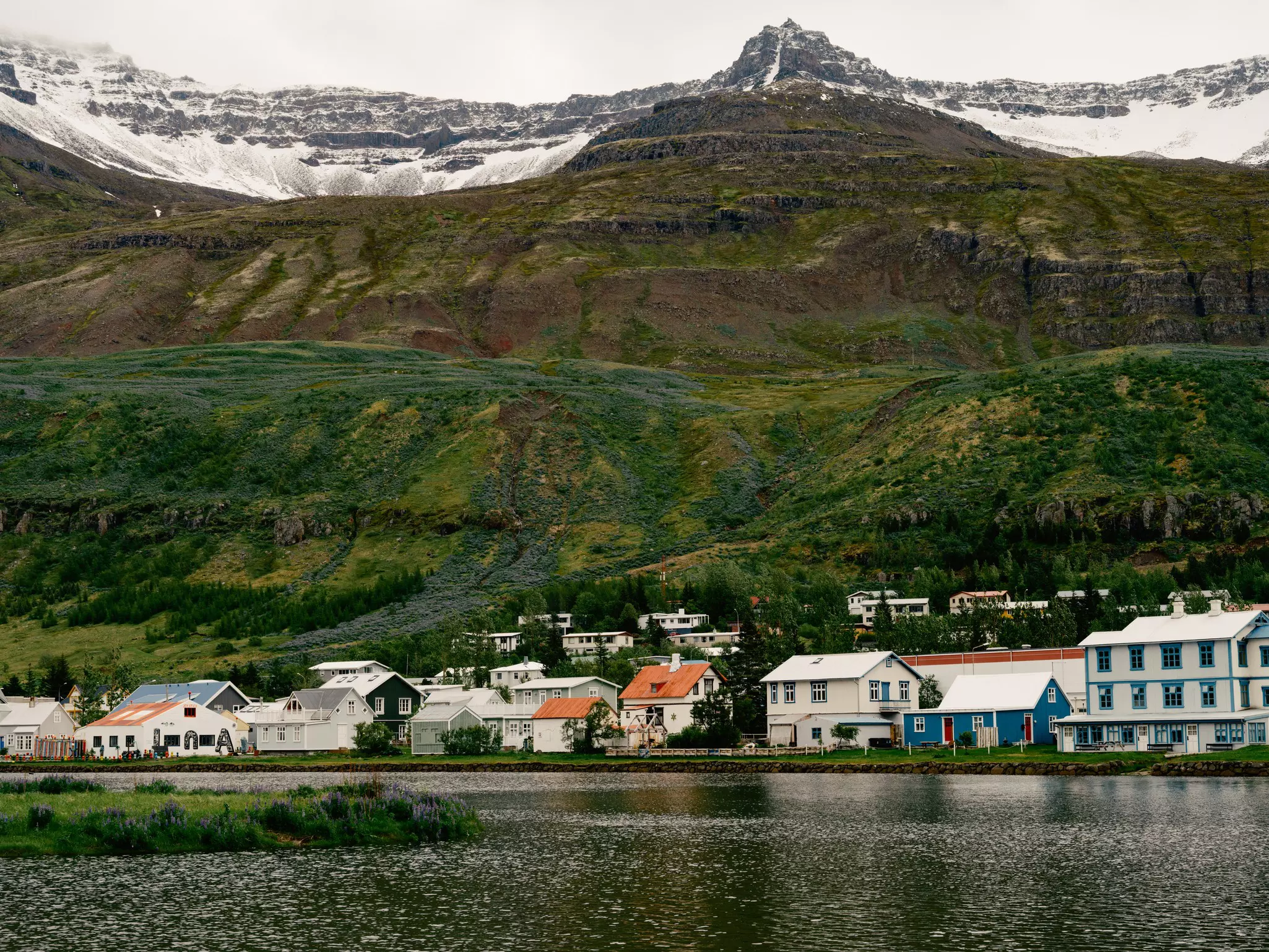 Seydisfjordur, town in east iceland famous for a blue church