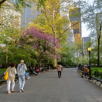 People walking in Central Park, New York City, USA.