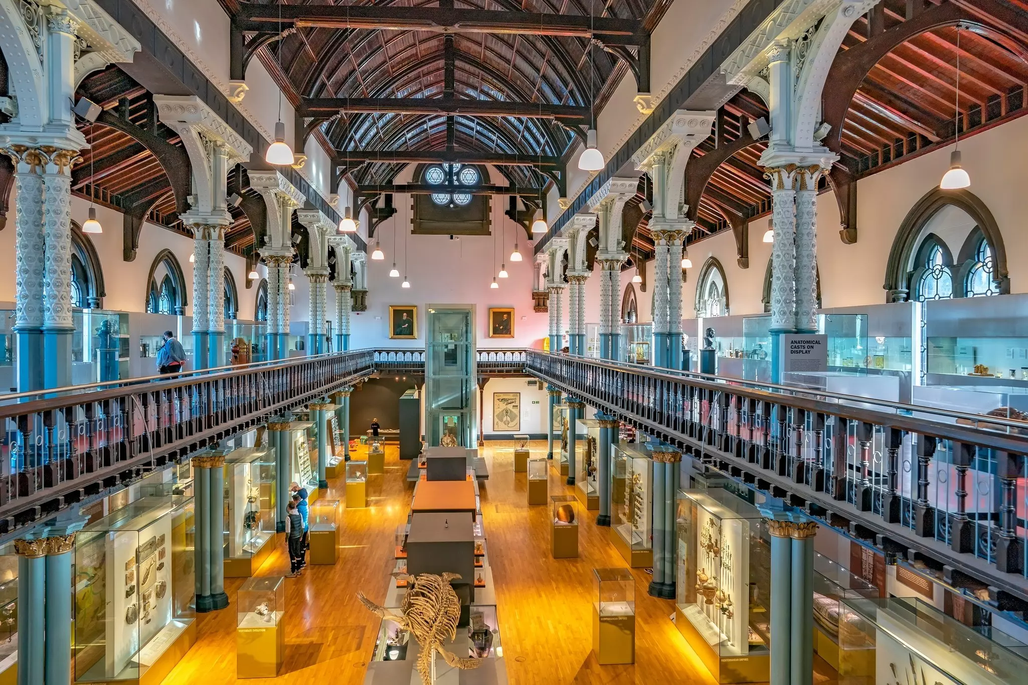 The vaulted hall of the Hunterian Museum at the University of Glasgow, Scotland.