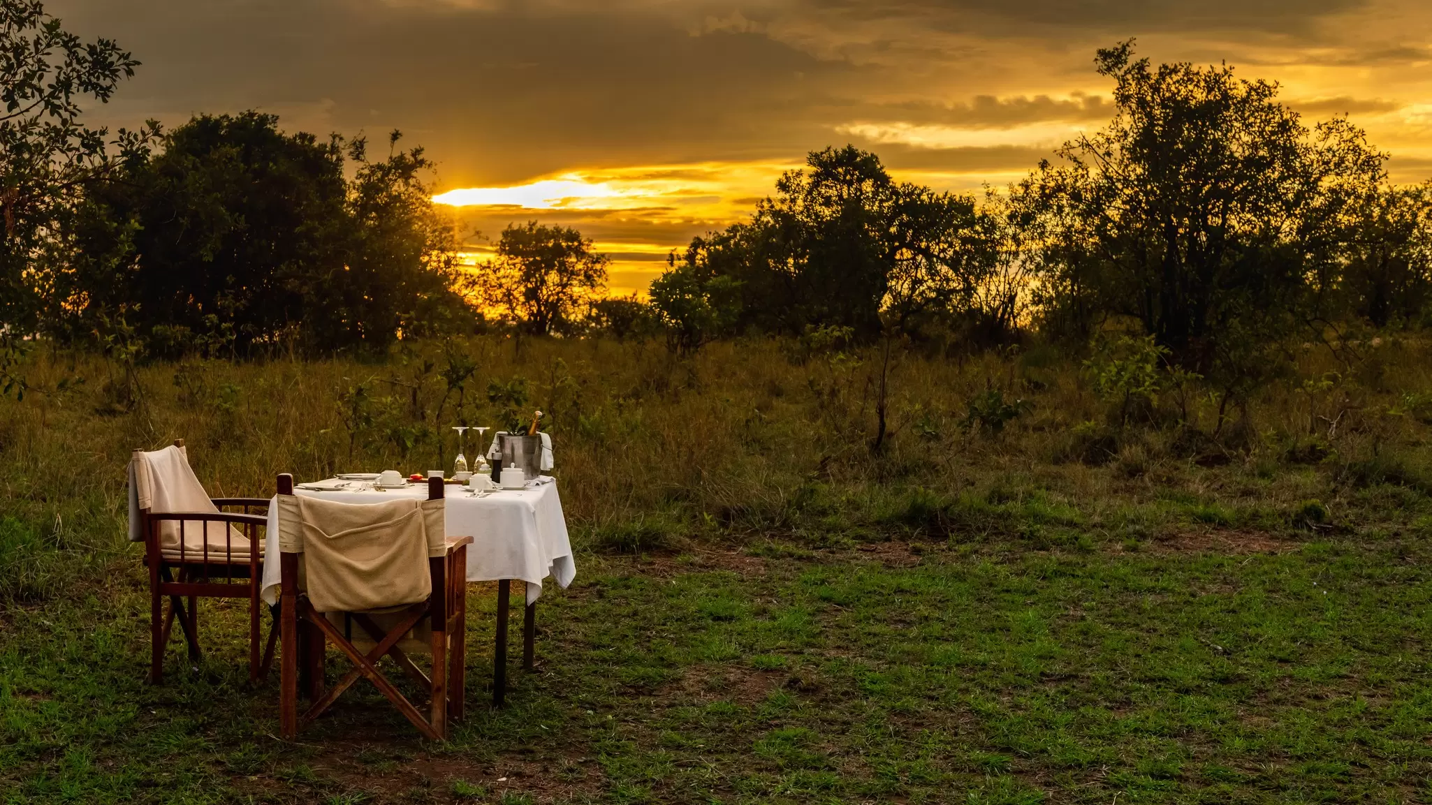 Sunrise breakfast in Serengeti National Park, Tanzania. Ricco Fernando/Shutterstock
