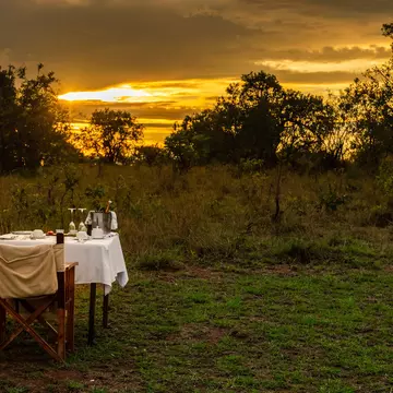 Sunrise breakfast in Serengeti National Park, Tanzania. Ricco Fernando/Shutterstock