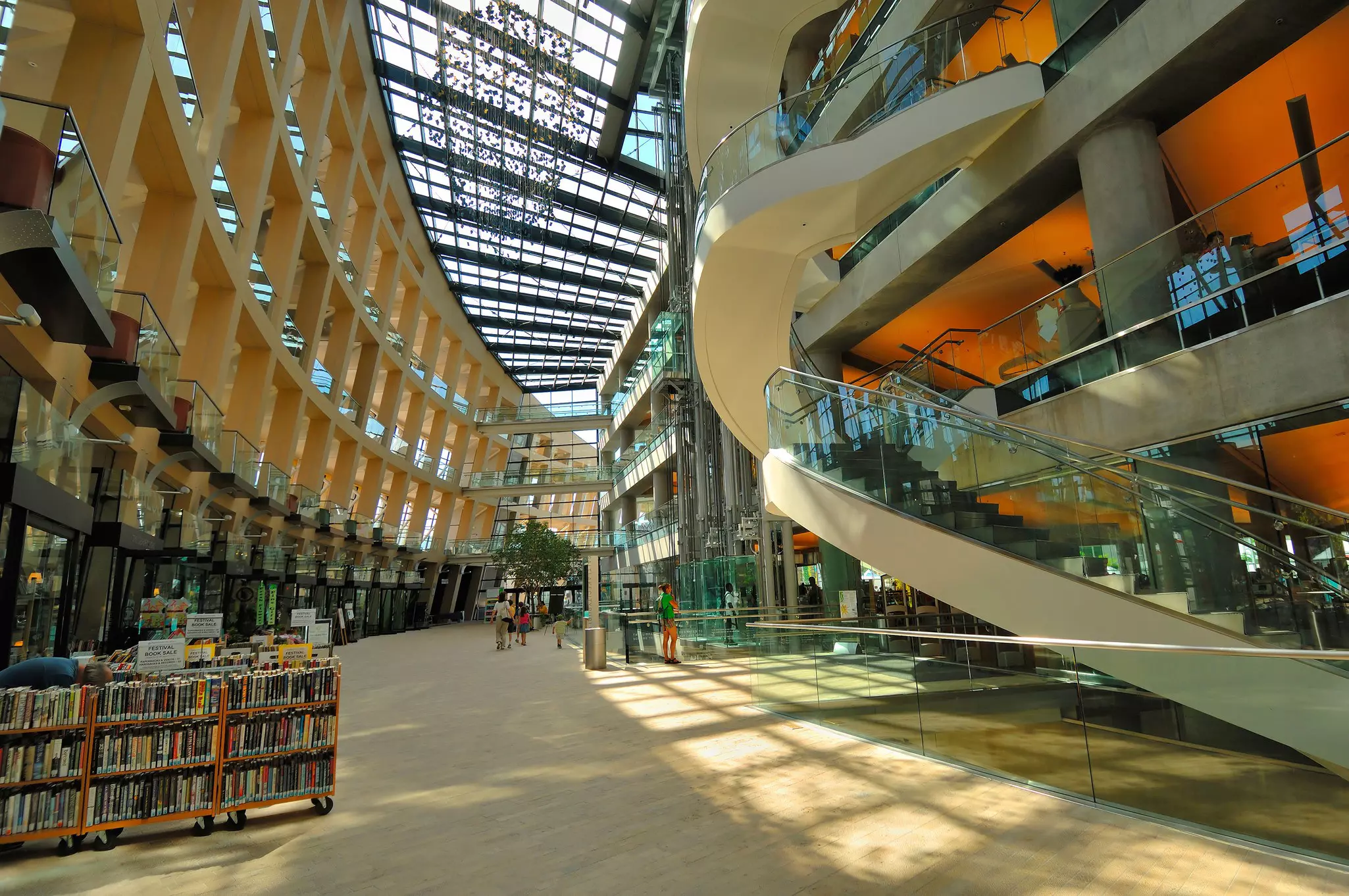 The soaring atrium of the Salt Lake City Public Library. Alamy Stock Photo