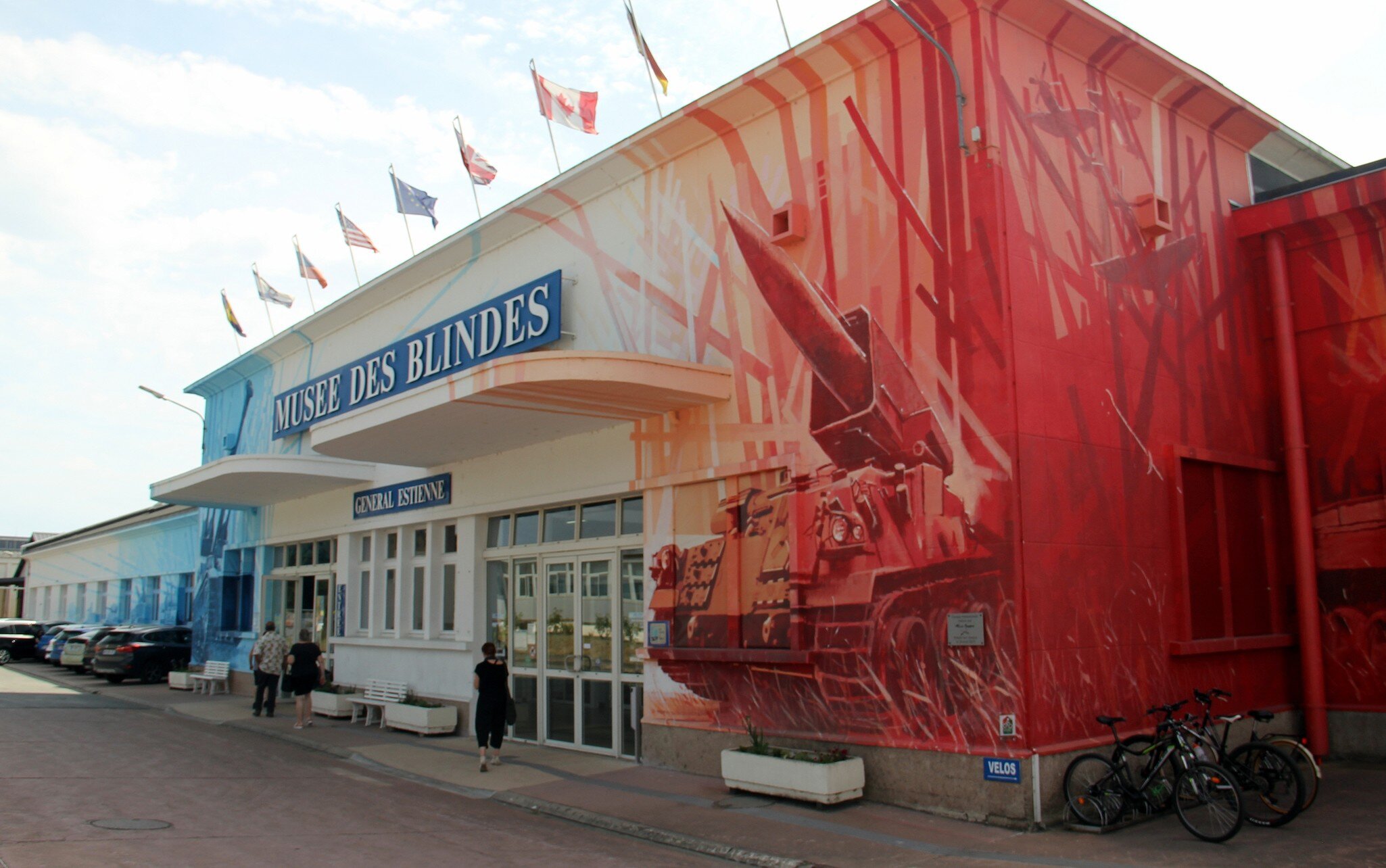 Entrance to the main building of the Museum of Armoured Vehicles. Saumur, France.