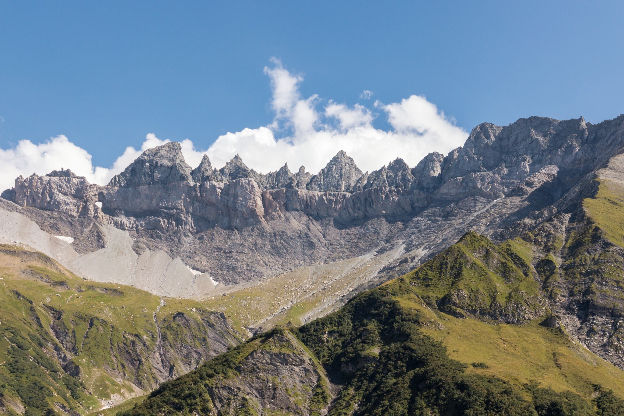 Swiss tectonic arena Sardona with Glarus Thrust in Switzerland; Shutterstock ID 1674619123;