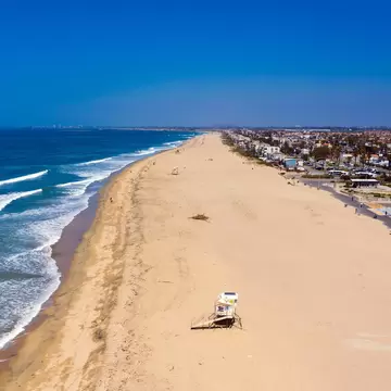 Bolsa Chica State Park Aerial of Beach and Shorline; Shutterstock ID 1386755342;