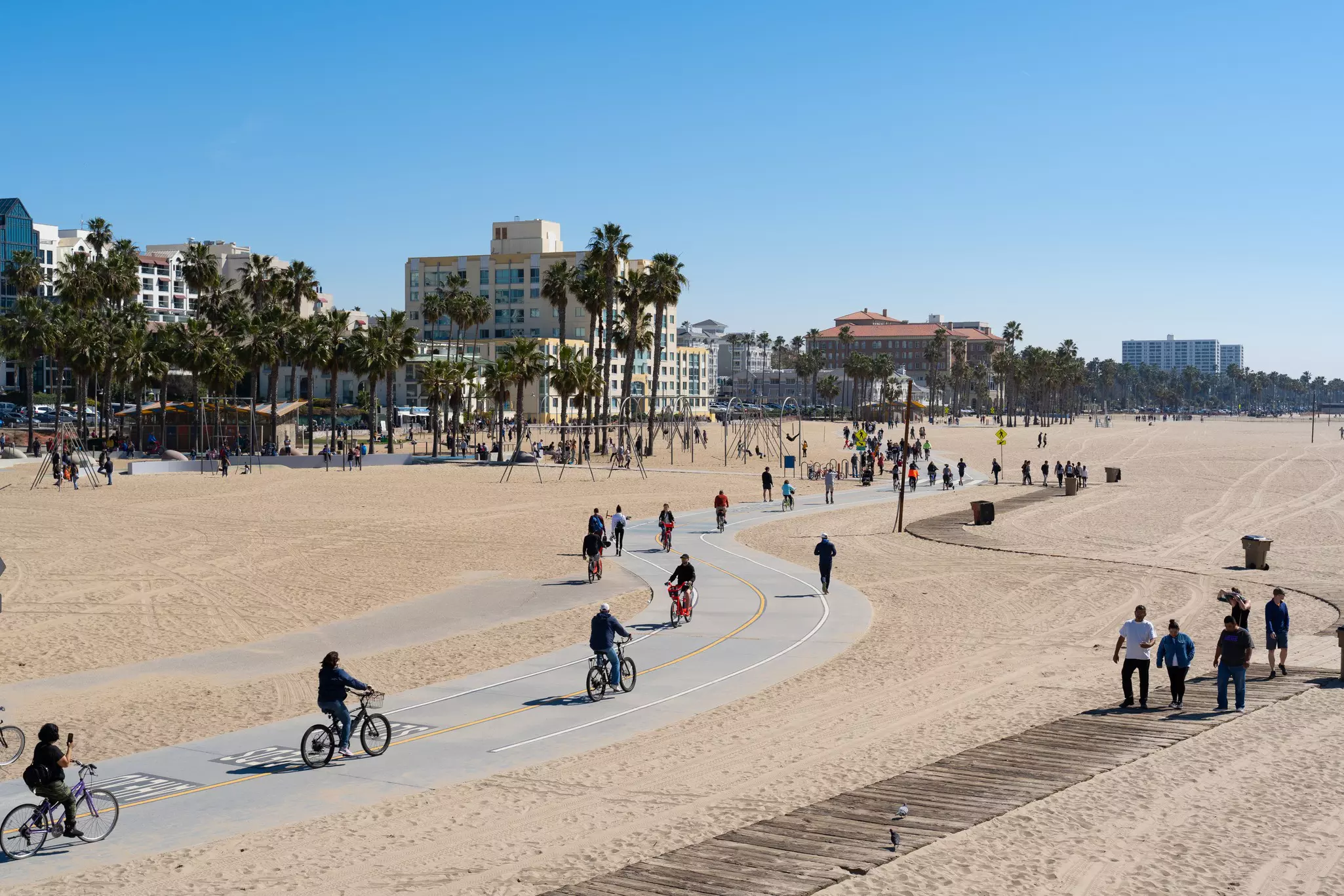 Cyclists on the Venice Beach Boardwalk