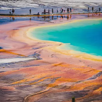 A volcanic crater at Yellowstone National Park.
1082399820
Active Volcano, Tourism, Non-Urban Scene, Volcanic Crater, Power in Nature, Sulphur, Beauty In Nature, Large Group Of People, Yellowstone National Park, USA, Men, Day, Geyser, Travel, Nature, Outdoors, Environment, Volcanic Rock, Adults Only, Adult, Water, Photography, Hot Spring, Women, People, Lifestyles, Yellowstone, Color Image, Real People, Travel Destinations, Horizontal, Volcano