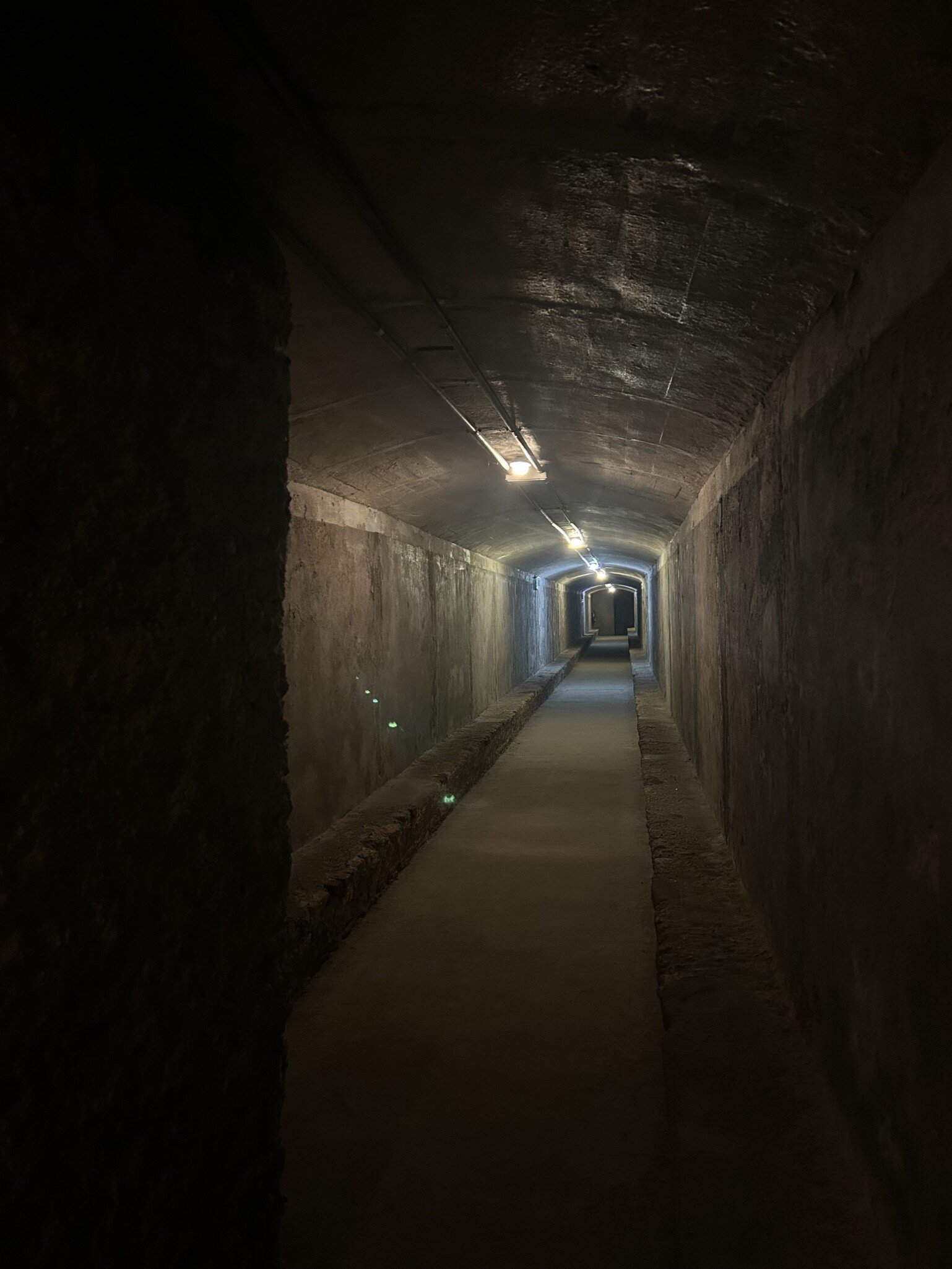 View down a tunnel in the Refugios de la Guerra Civil, underground shelters in Almería, Spain.
