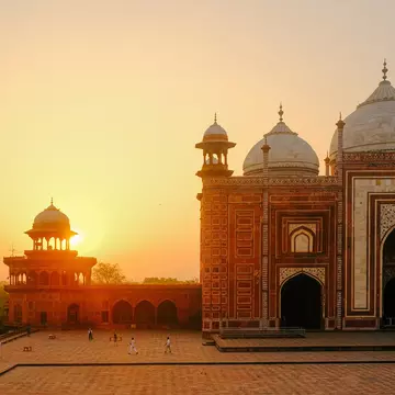 Sunrise from the Taj Mahal. All images by Annie Greenberg/Lonely Planet.