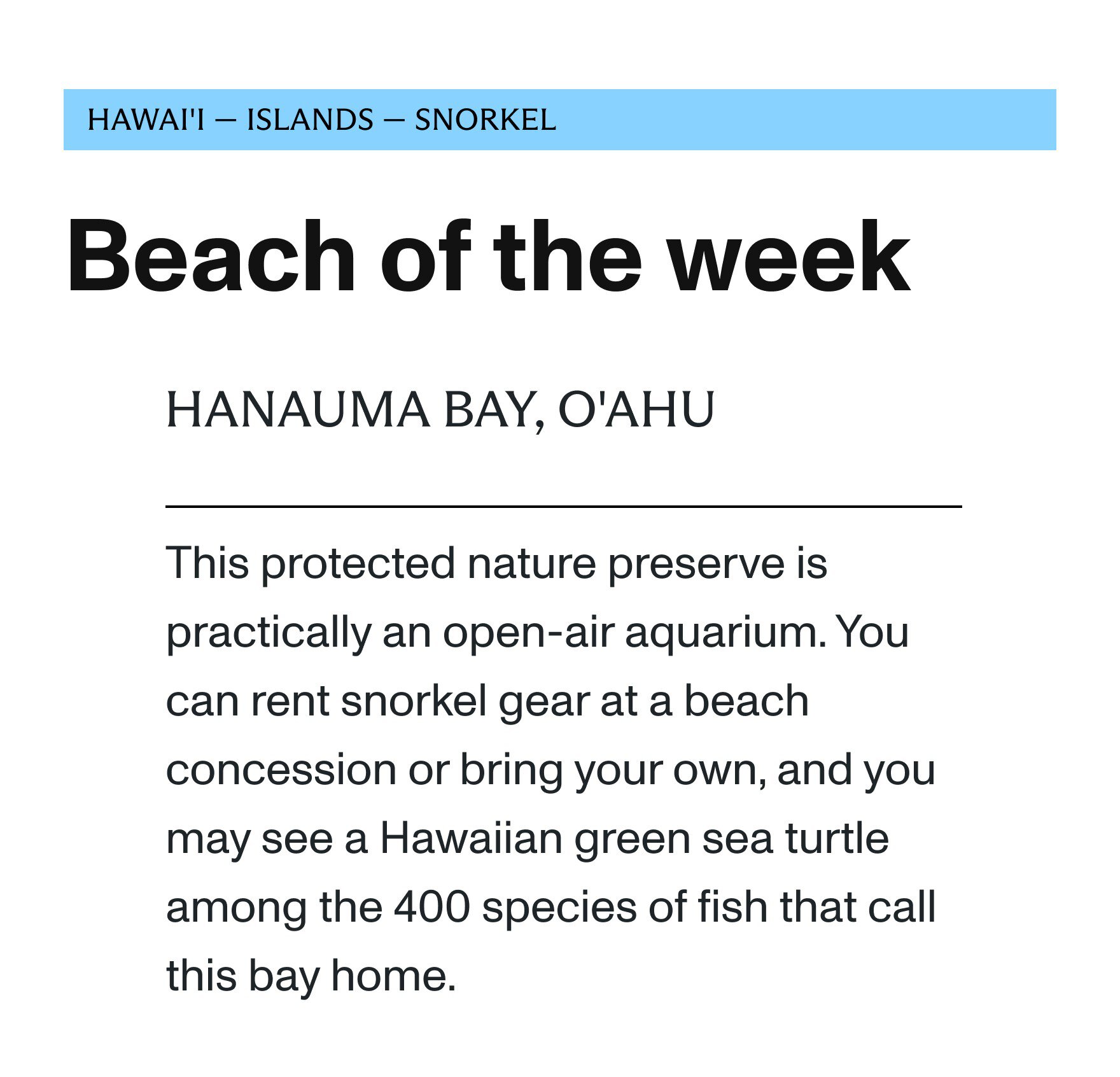 Beach of the week