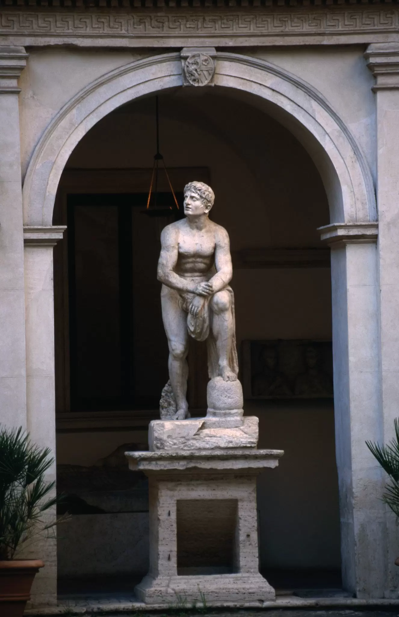 Statue of an athlete in the courtyard of the Palazzo Altemps in the Museo Nazionale Romano in Rome, Italy.
