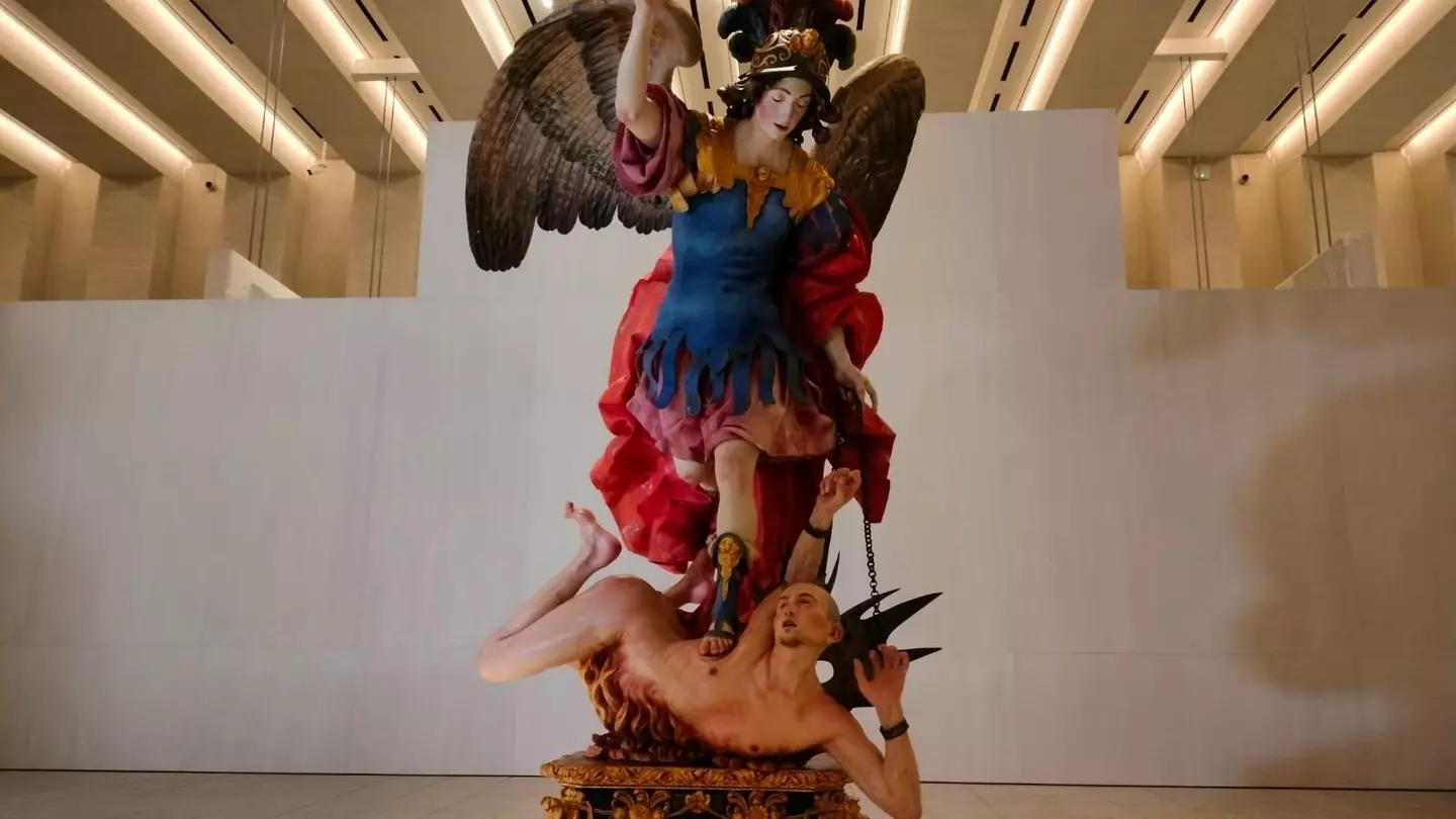 Sculpture of the Archangel Michael defeating a demon by artist Luisa Roldán on display in the Royal Collections Gallery  © Patrimonio Nacional
