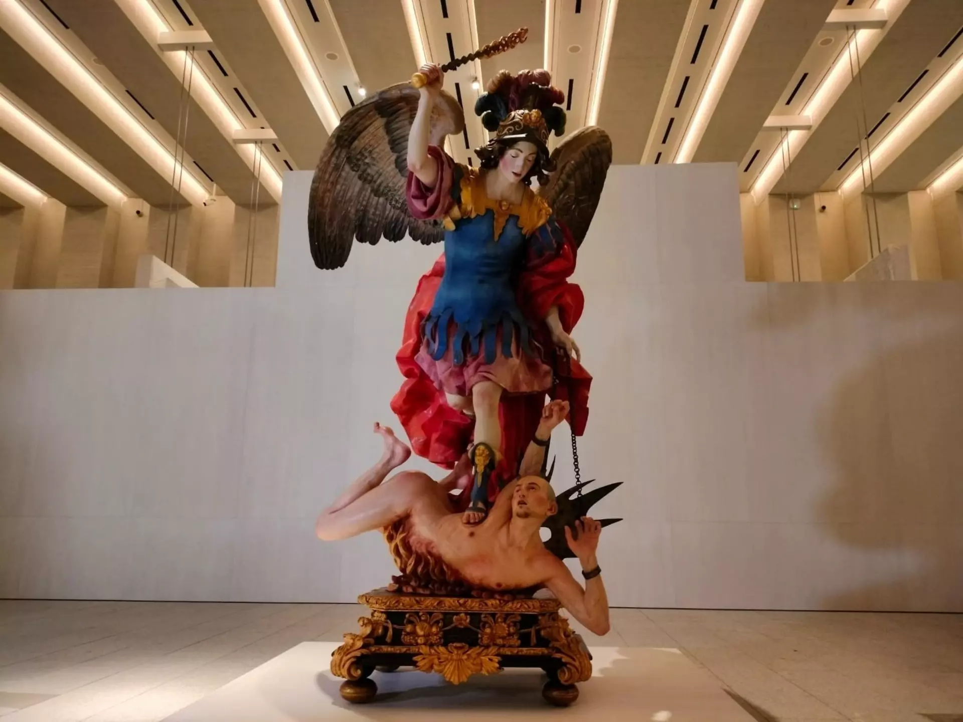 Sculpture of the Archangel Michael defeating a demon by artist Luisa Roldán on display in the Royal Collections Gallery  © Patrimonio Nacional