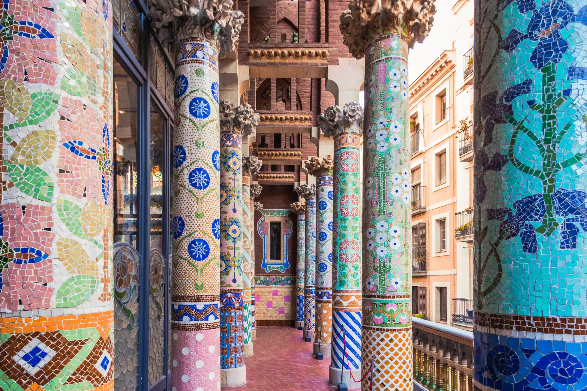 Colorful terrace at the Palau de la Música Catalana