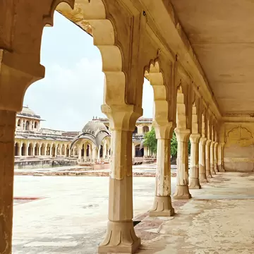 View of Hawa Mahal inside the Nagaur Fort or Ahhichatragarh Fort Palace, Rajasthan, India.