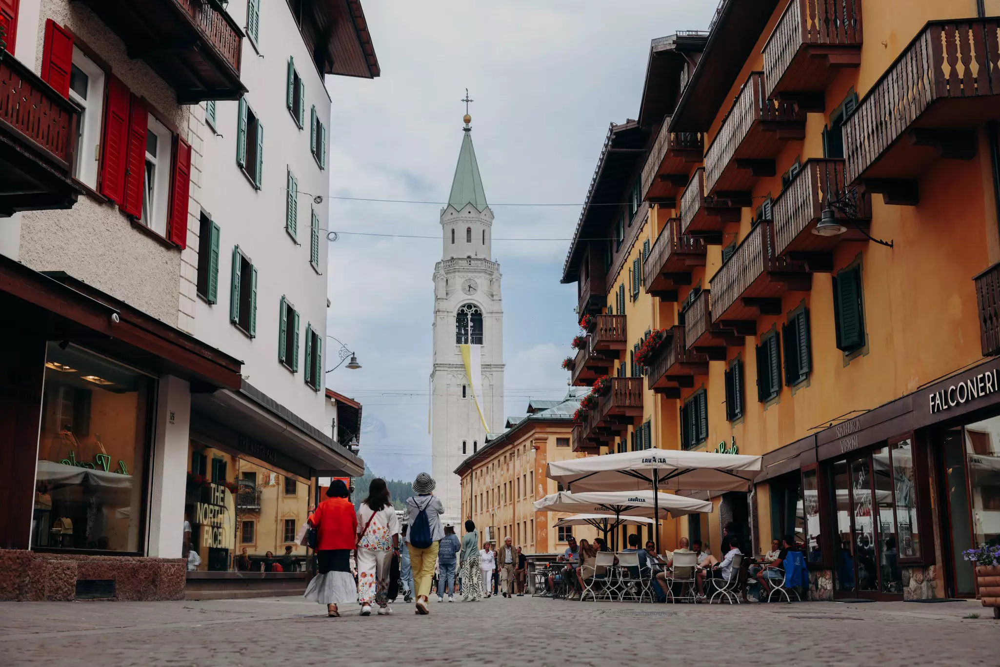 Street scenes in Corso Italia, the main street and shopping street of Cortina d'Ampezzo