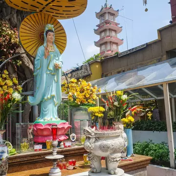 View of the Xa Loi Pagoda Buddhist Temple in Ho Chi Minh City, Vietnam.