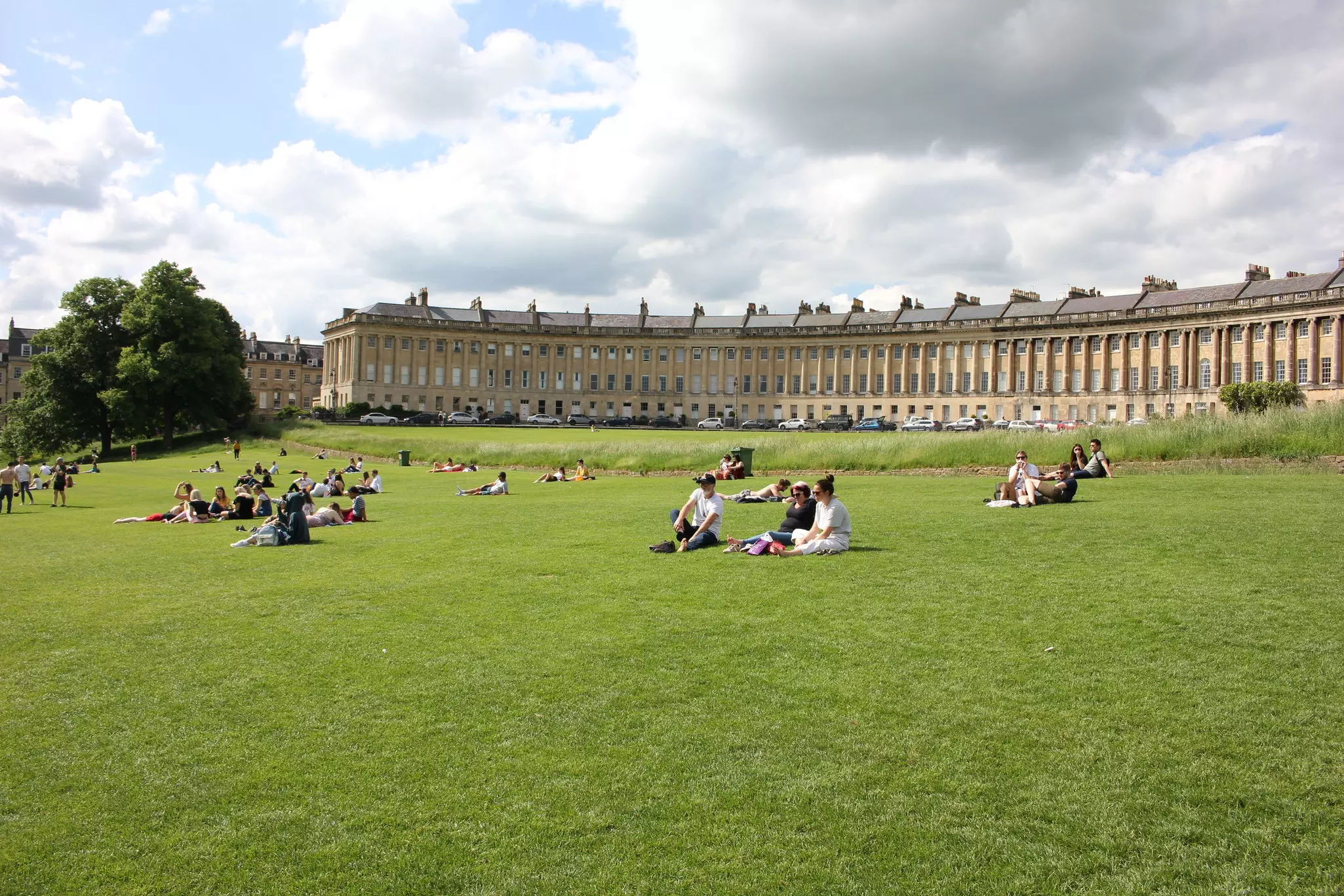 Relaxing in the sun in the park by the Royal Crescent