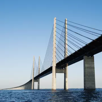 Built Structure Communication Connection Architecture Transportation Vertical Outdoors Low Angle View Bridge - Man Made Structure Blue Water Summer Day Sea Color Image Copy Space No People Photography Clear Sky The Sound Oeresund Bridge Sunny
View of Oresund Bridge
