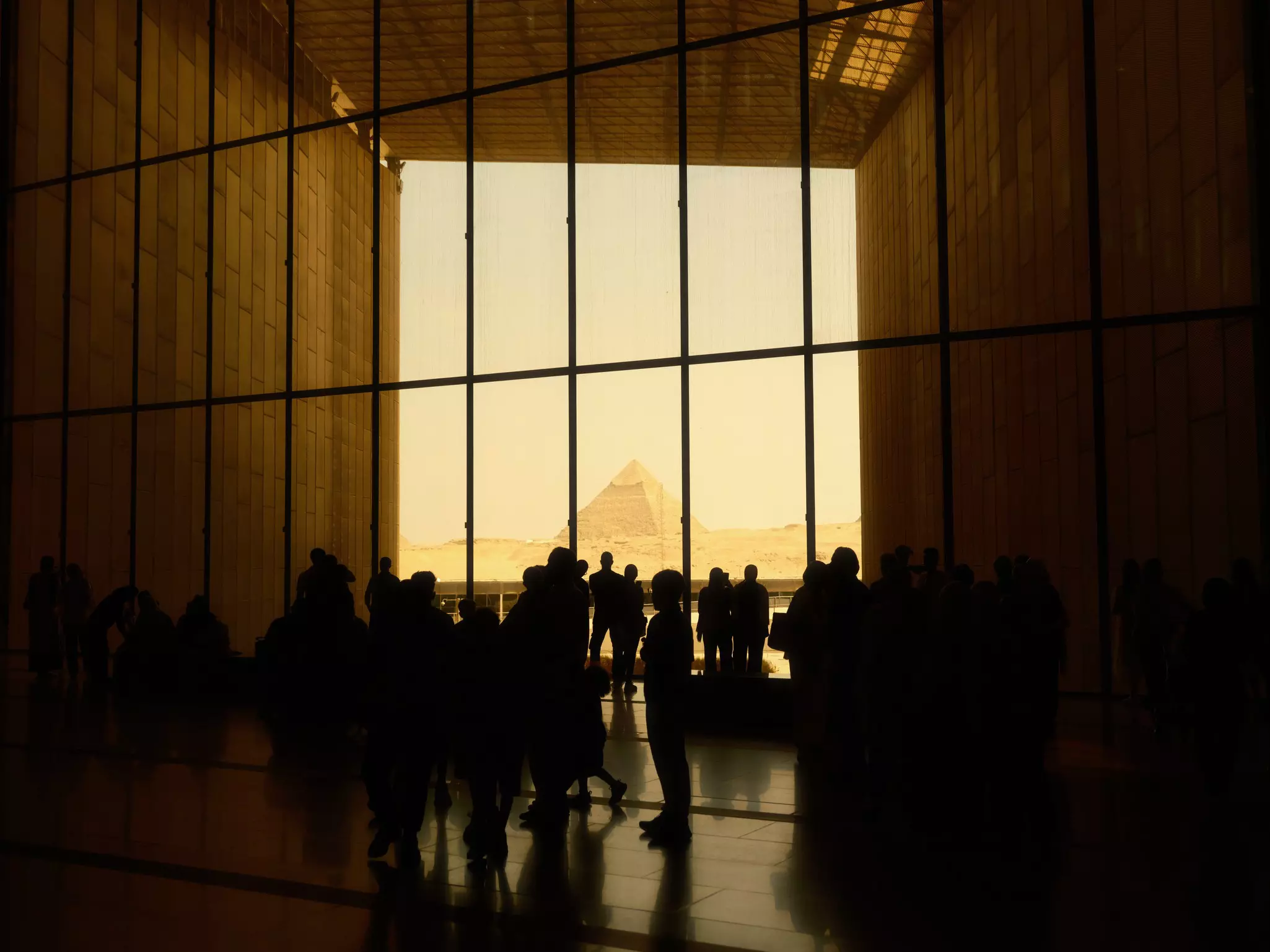 Views of the Great Pyramid of Giza from the GEM. 