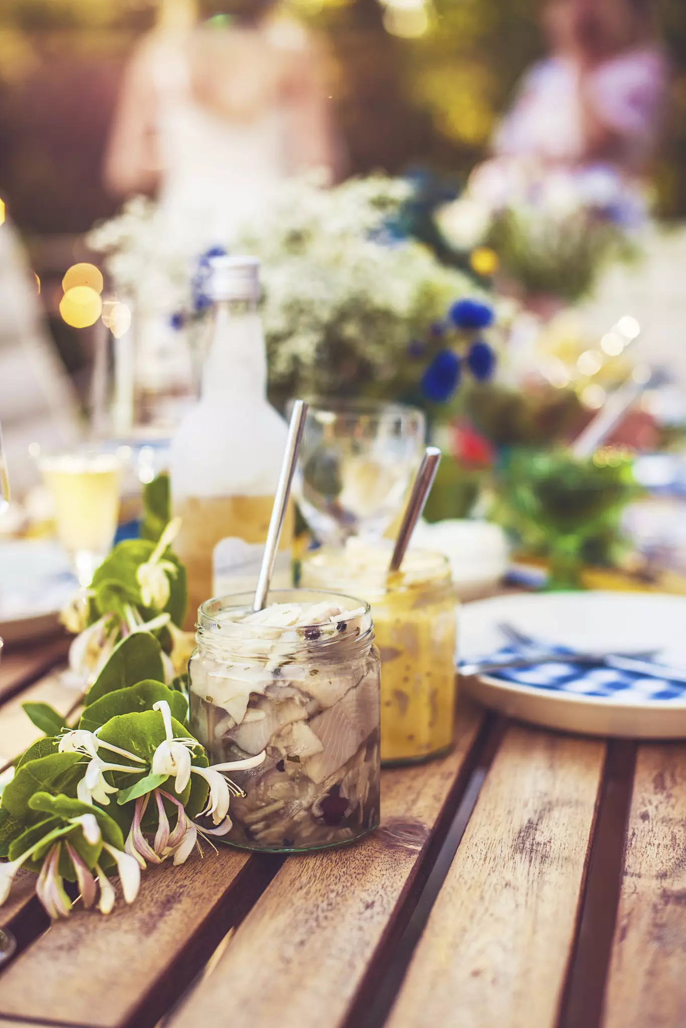 Smorgasbord with pickled herring and schnapps.
