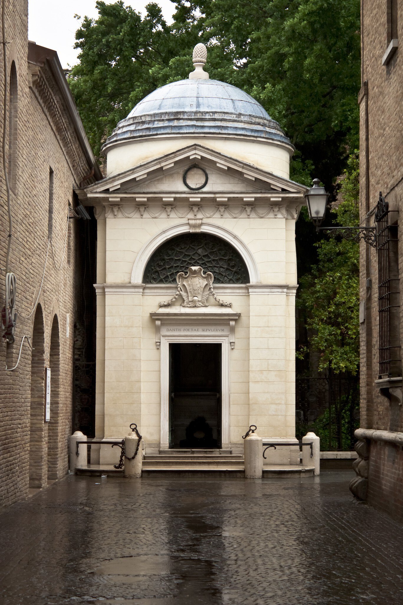 Dante's Tomb on a bleak rainy day in Ravenna, Italy.