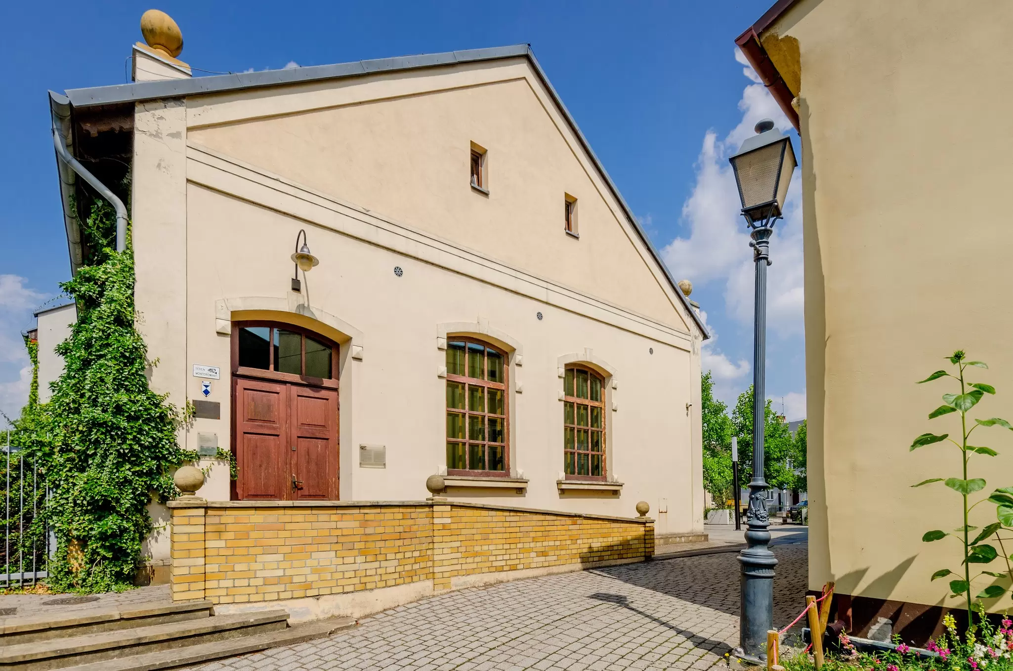 The frontage of the restored synagogue in Oświęcim, Poland.