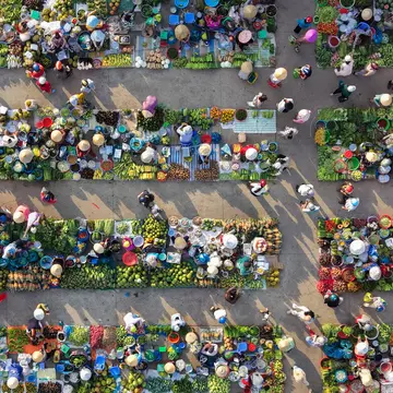 aerial view of Chom Hom market