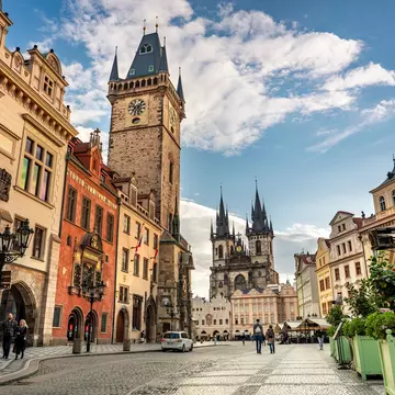 Medieval astronomical clock in Old Town Square in Prague, Czechia, Czech Republic.