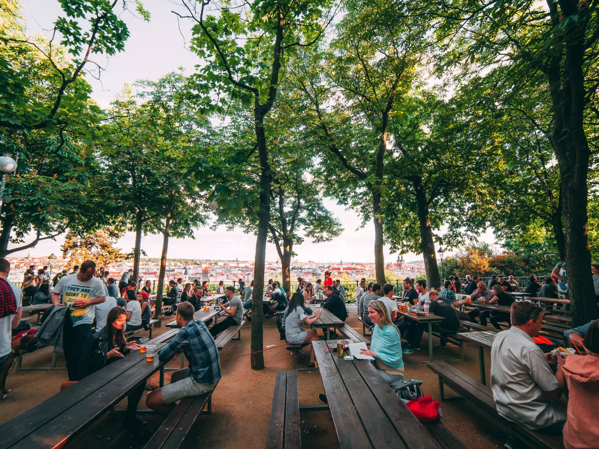There are many great things to do in Prague for free, like enjoying the atmospheric Letná Gardens. Petr Pavlica / Shutterstock