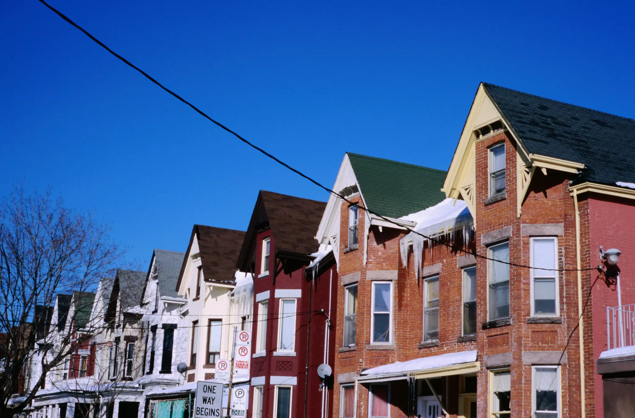 Street of gabled architecture in Little Italy in Toronto