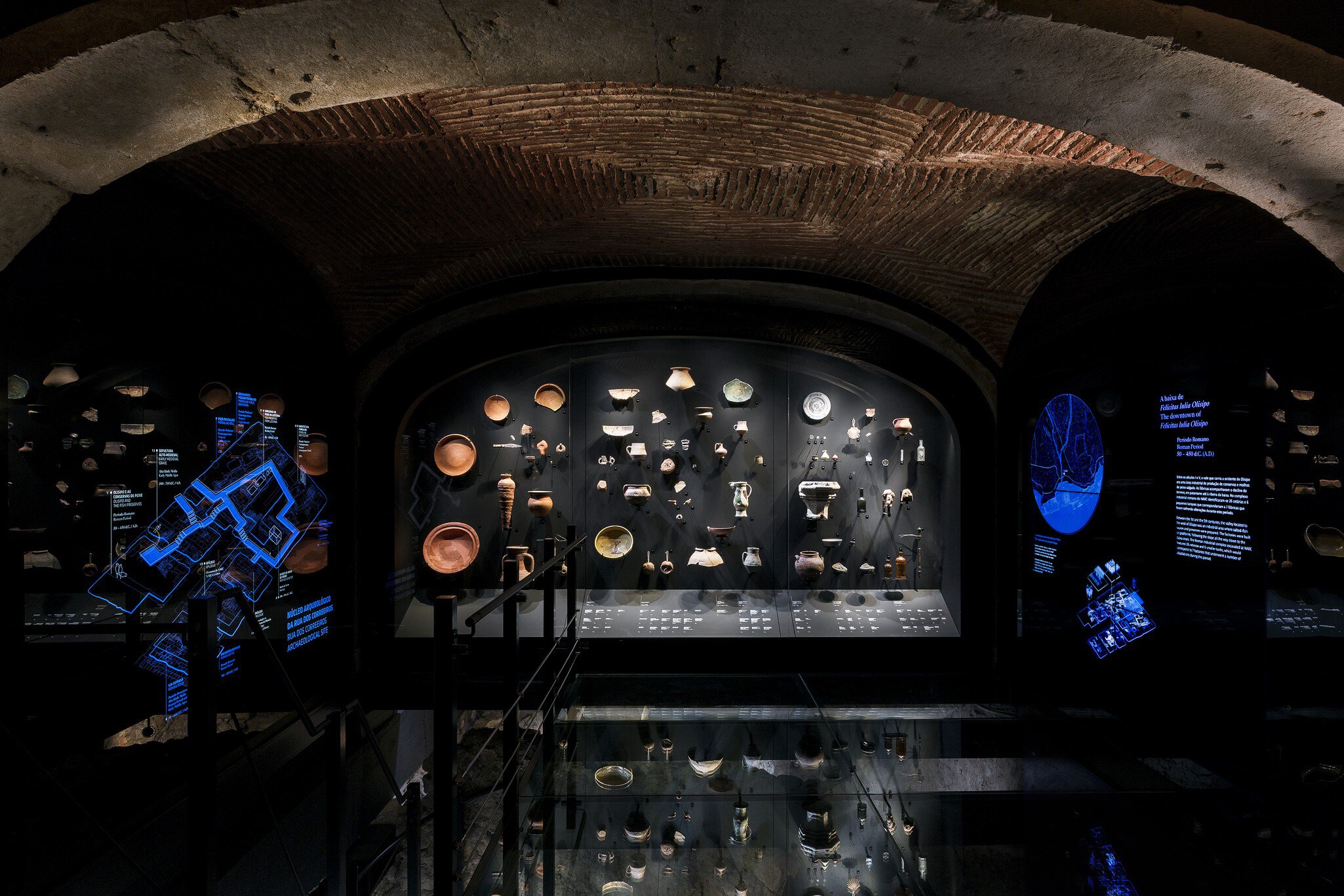 View of the exhibition at the Núcleo Arqueológico da Rua dos Correeiros (NARC) in Lisbon, Portugal.