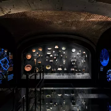 View of the exhibition at the Núcleo Arqueológico da Rua dos Correeiros (NARC) in Lisbon, Portugal.